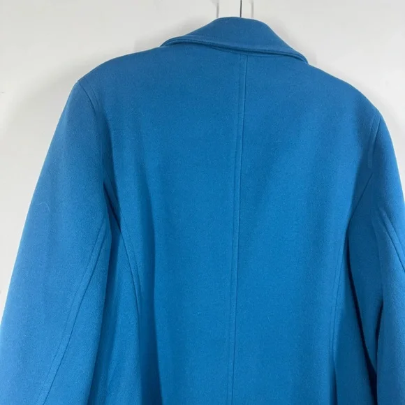 Vintage L.L.Bean Blue 100% Lambswool Coat Classic Winter Overcoat Jacket Size 20 - Picture 12 of 16